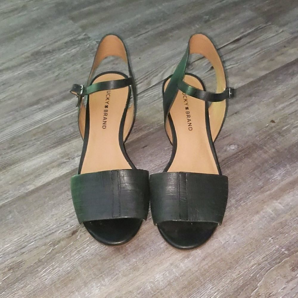 Lucky Brand black heeled  sandals Sz 8M - Picture 2 of 5